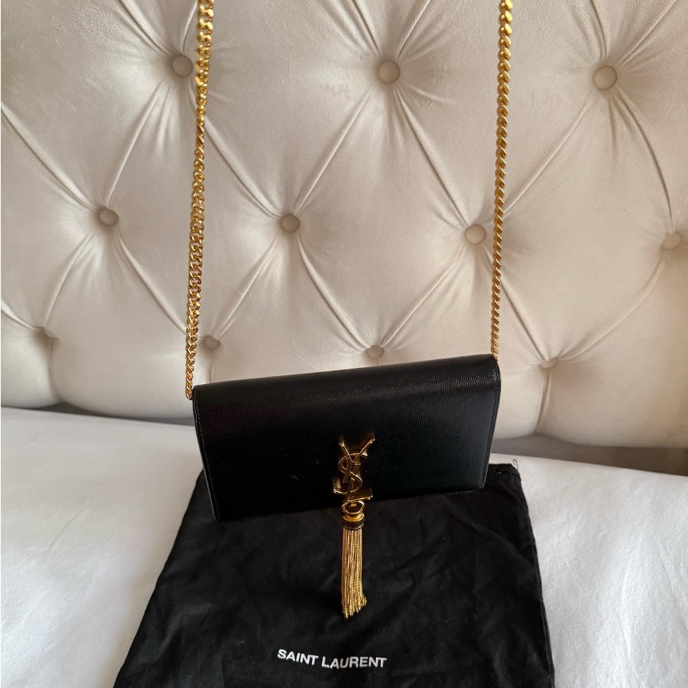 Saint Laurent Black Clutch with Gold Tassel - Picture 3 of 8